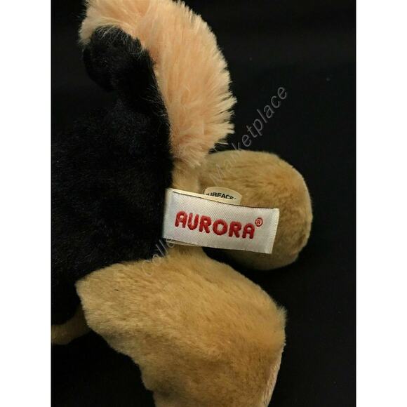 8" Aurora Floppy Flopsie Brown & Black Shepard Puppy Beanbag Plush - Picture 5 of 8